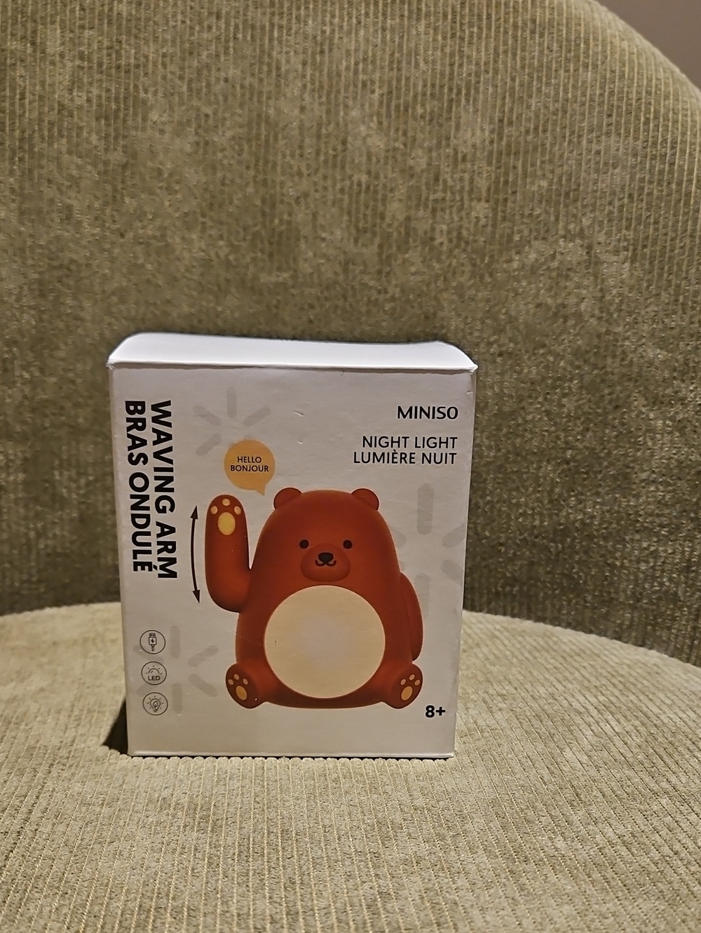 MINISO Kids Brown Bear LED Night Light with Waving Arm